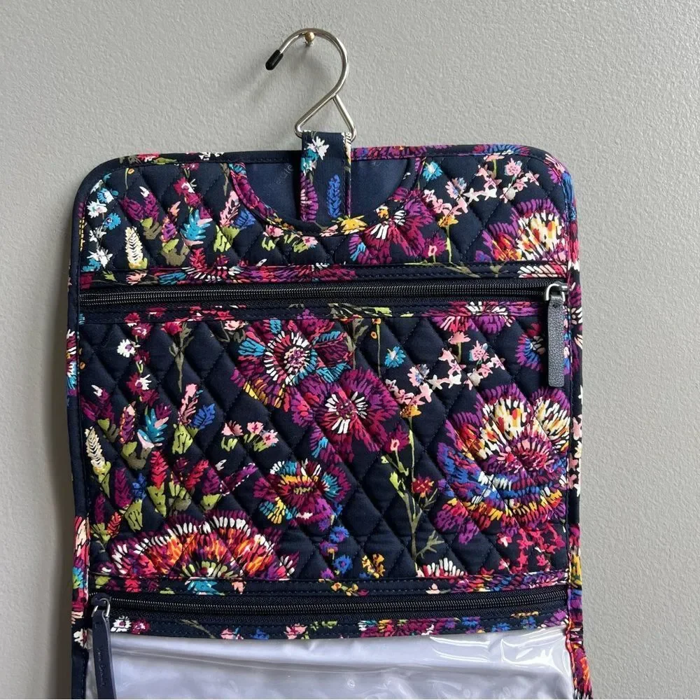Vera Bradley Quilted Floral Hanging Organizer Travel Tote Bag in Navy